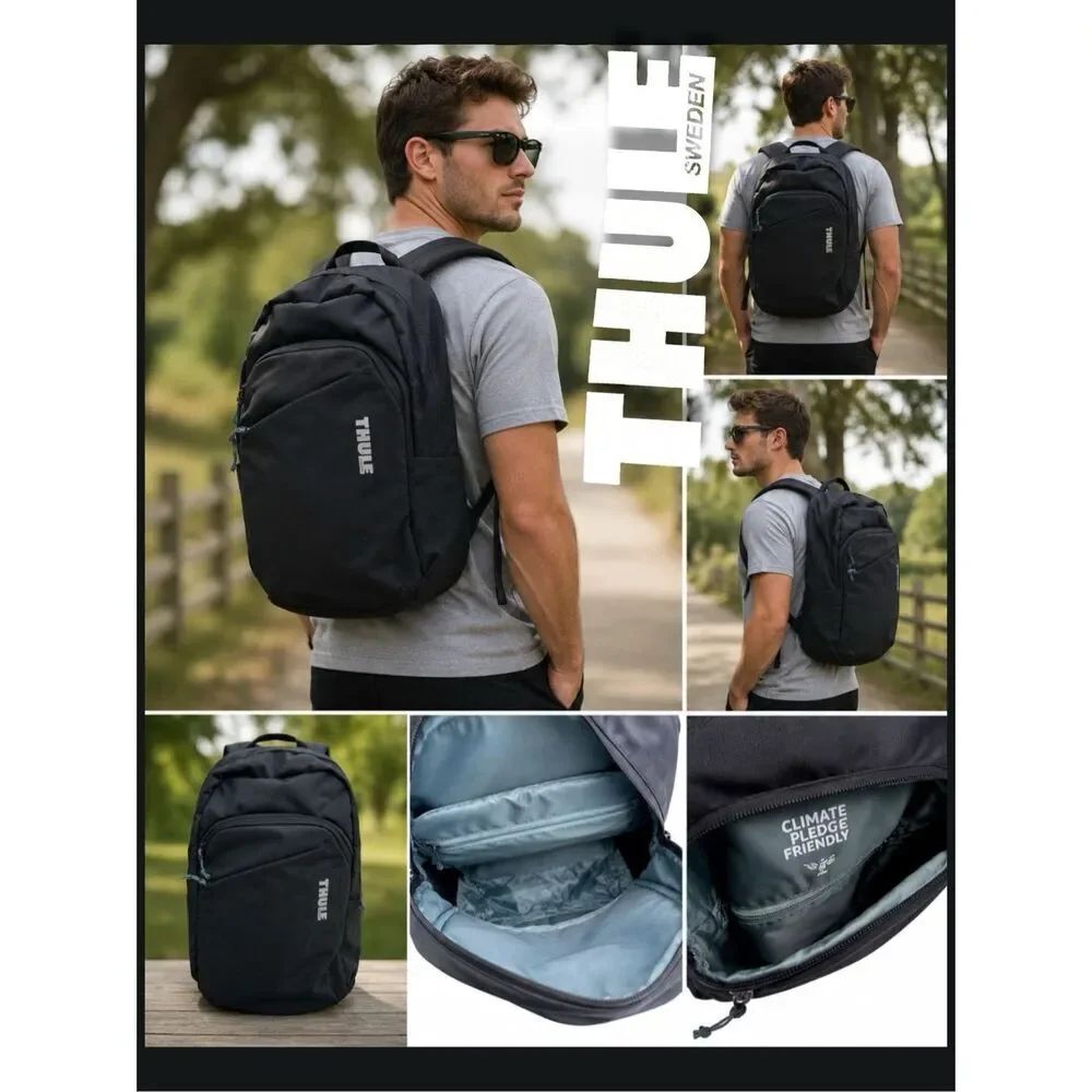 NWT Thule Unisex Climate Pledge Friendly Laptop Hiking Backpack Black